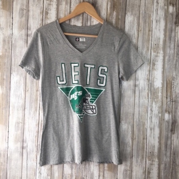 NFL Tops - NFL New York Jets Gray V Neck Logo Tee Women’s Medium Football Shirt